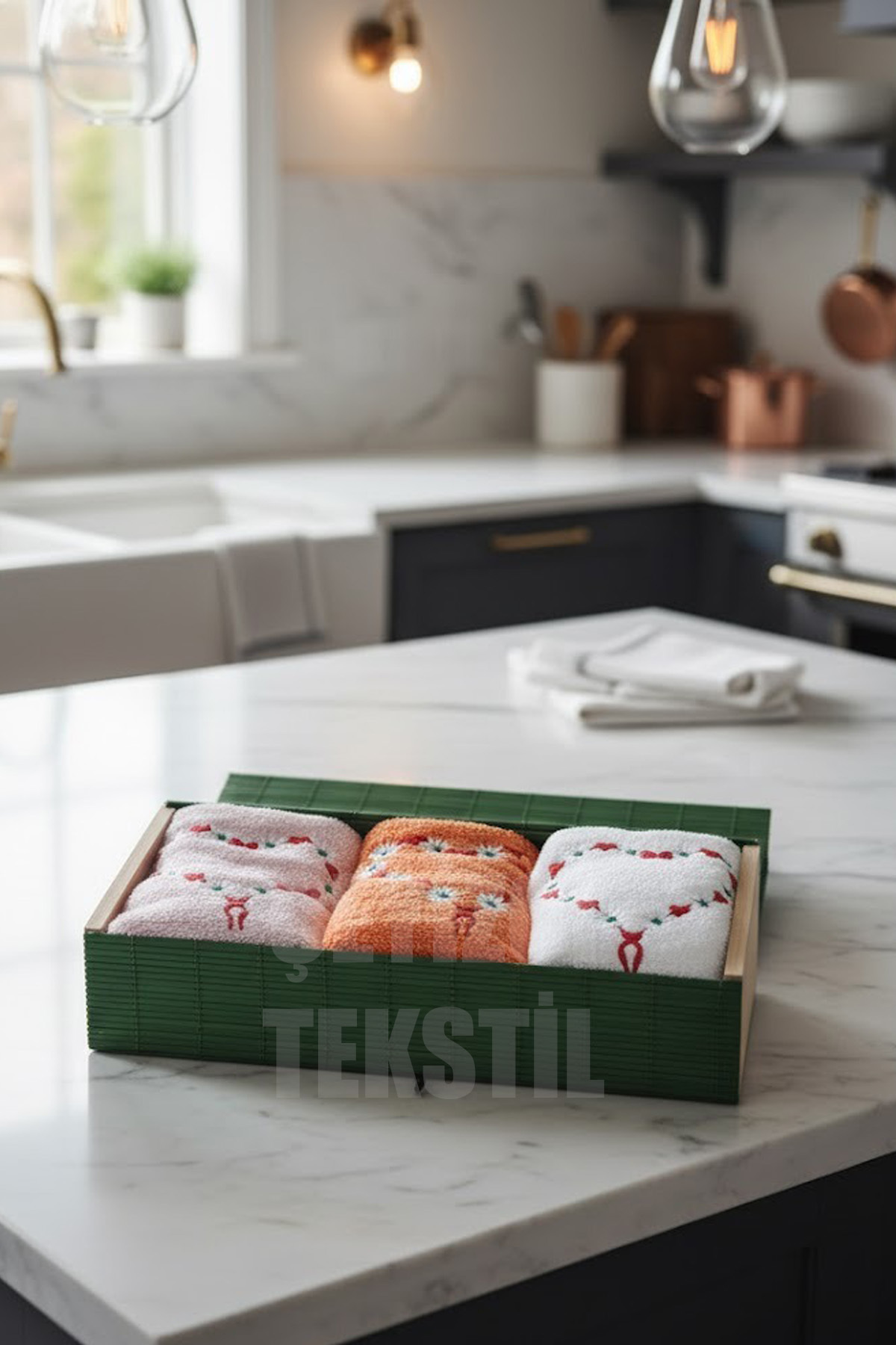 3Lü Mutfak Havlusu Kutulu | Mutfak Havlusu 3lü 30x50cm Kutu Hediyeli