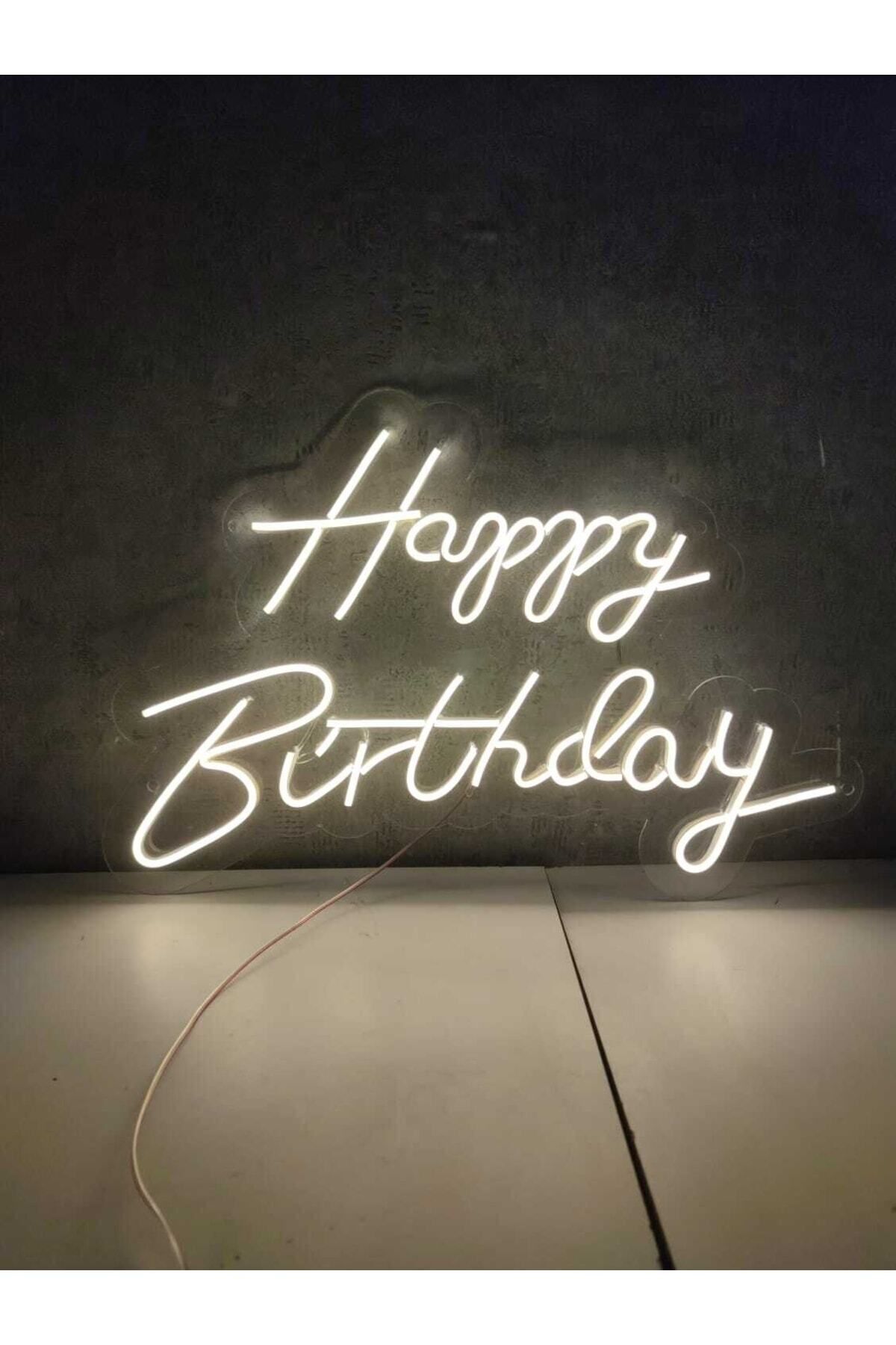 Happy Birthday Doğum Günü Neon Yazı Dekoratif Işık Organizasyon Arka Plan Aydınlatma 45 x 25 Cm