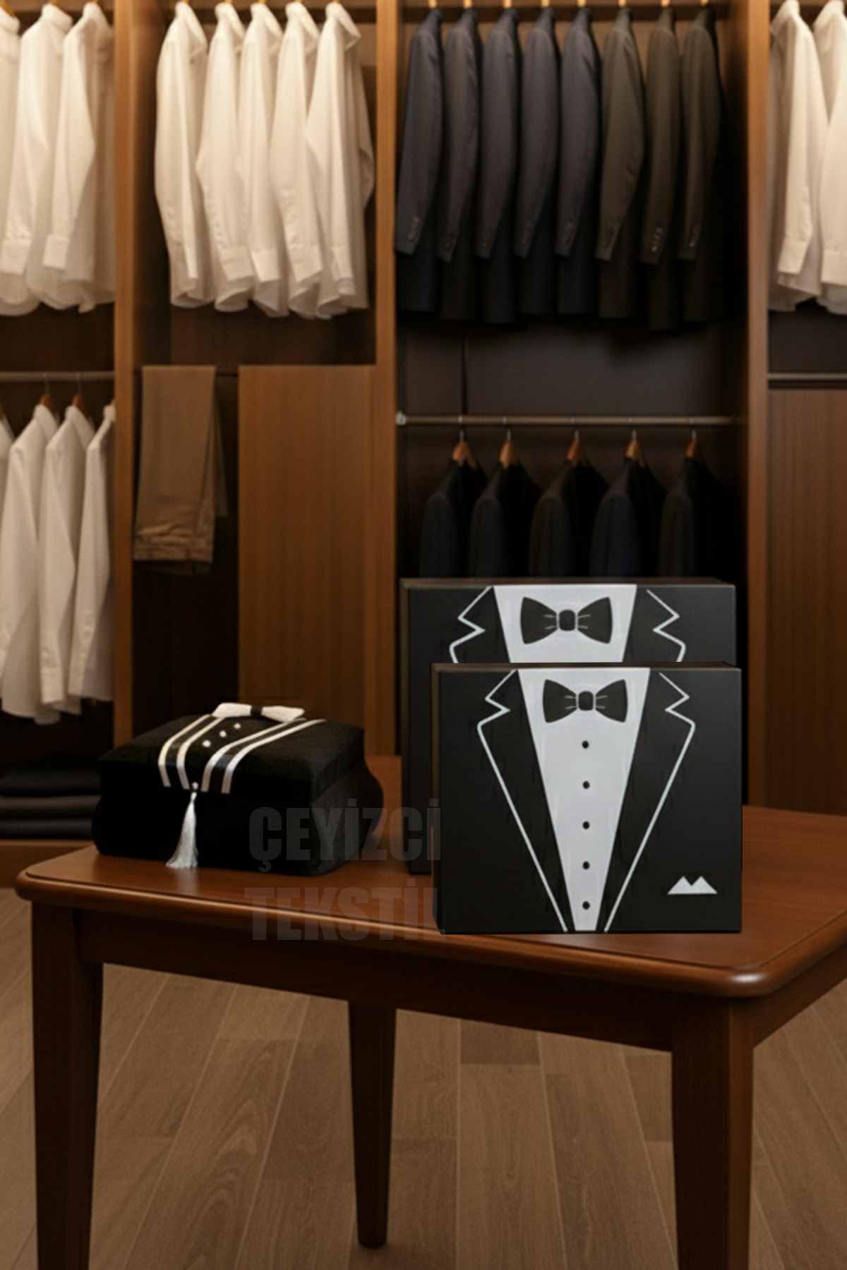 Damat Kutusu 3'Lü Set Traş Sandığı 2 Boy Damat Kutu