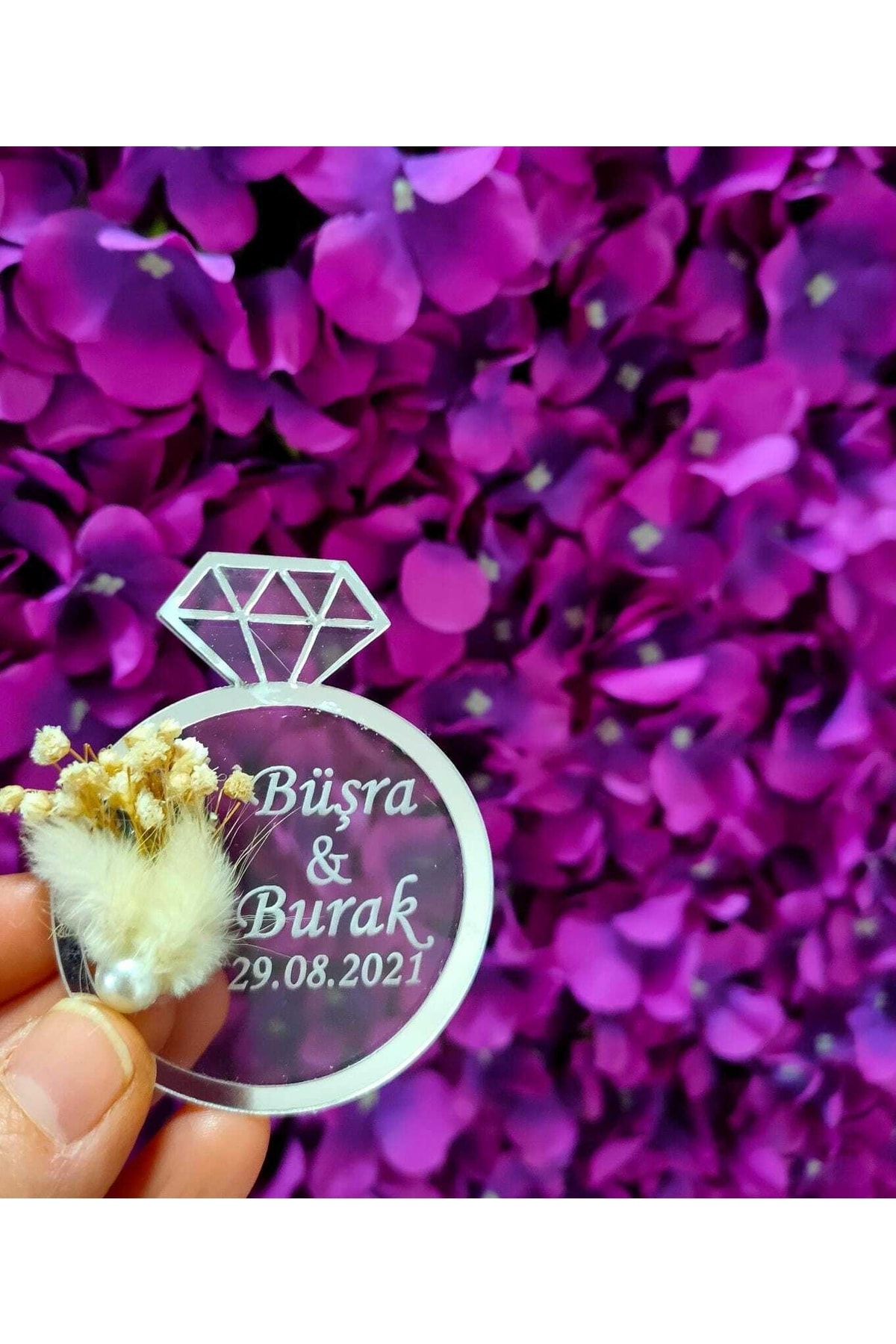 Pleksi Yüzük Magnet Söz Nişan Nikah Kına Düğün Hediyeliği 25 Adet