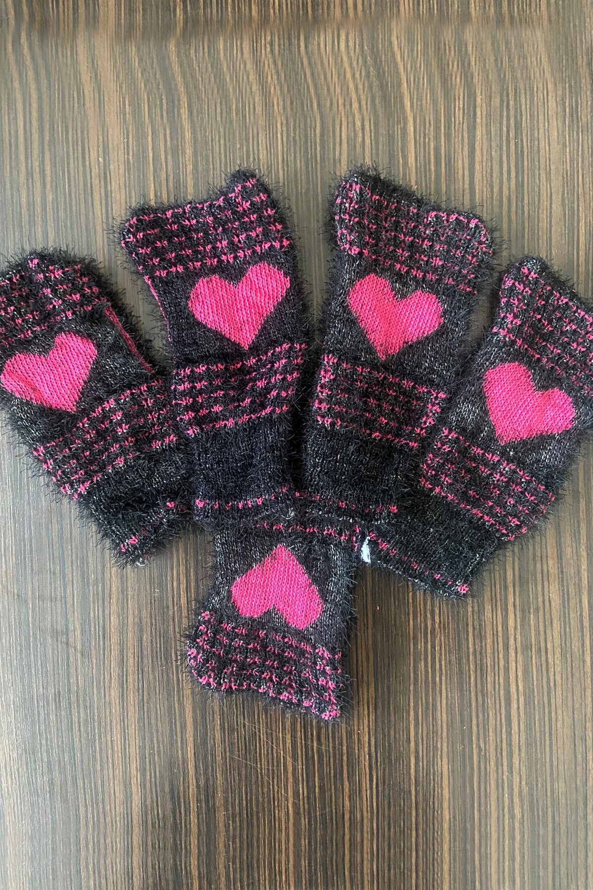 5li Yumoş Kalp Lif Çeyizlik Kalp Lif Siyah Pembe Kalp