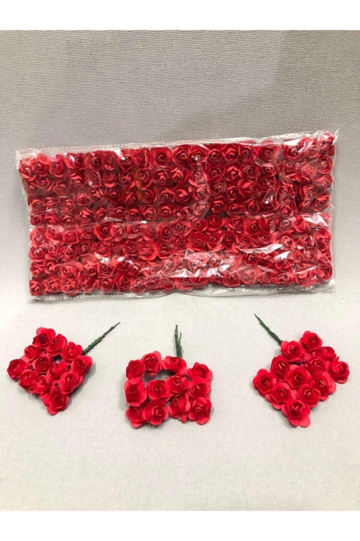 Al Kırmızısı Süsleme Kagıt Gül (1 Paket 144 Lü ) Yapay Güller – Yapay Çiçek Dekor, Masa Süsü, Fon –