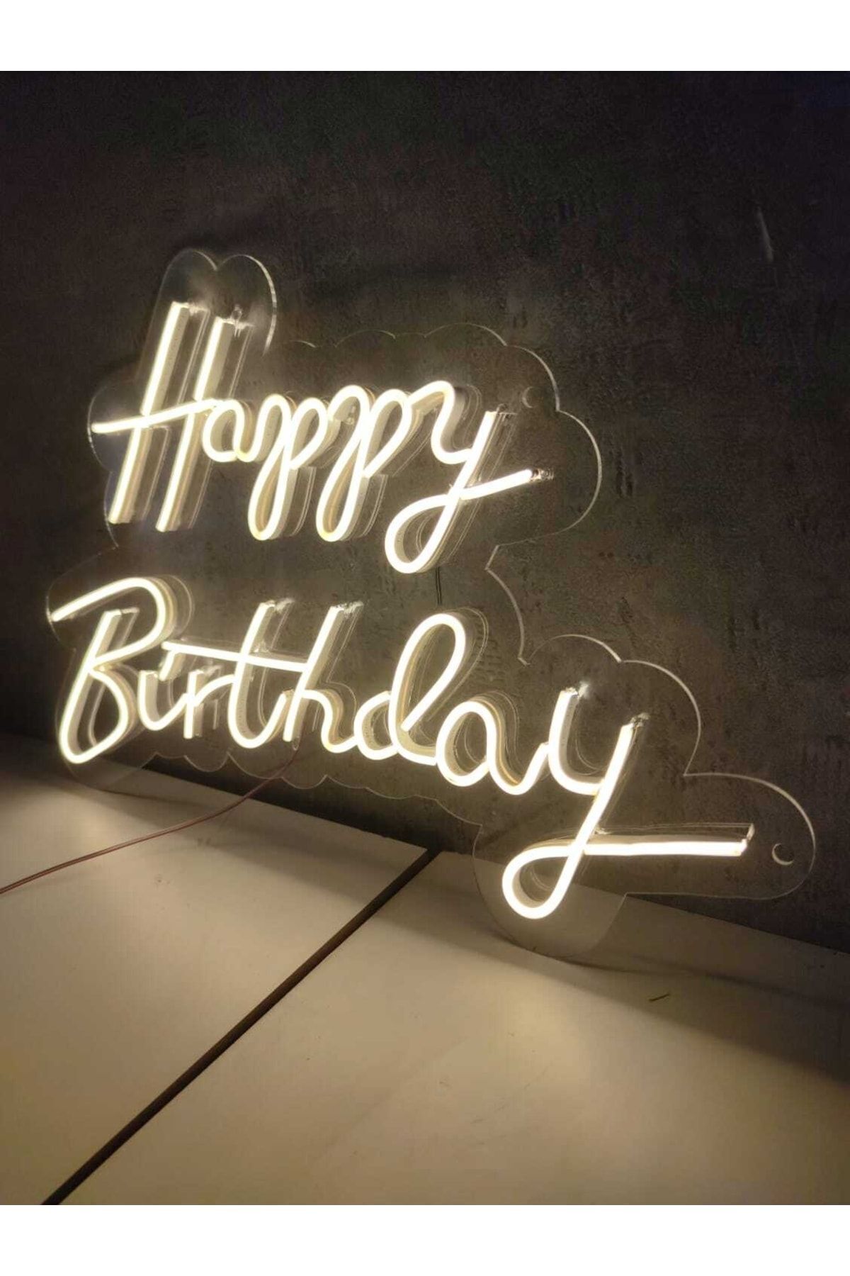 Happy Birthday Doğum Günü Neon Yazı Dekoratif Işık Organizasyon Arka Plan Aydınlatma 45 x 25 Cm
